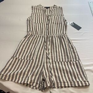 NWT Kelly Renee Linen Stripe Romper Jumpsuit Size Small New